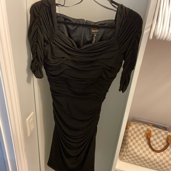 Laundry by shelli segal off the shoulder ruched black dress - Picture 3 of 5